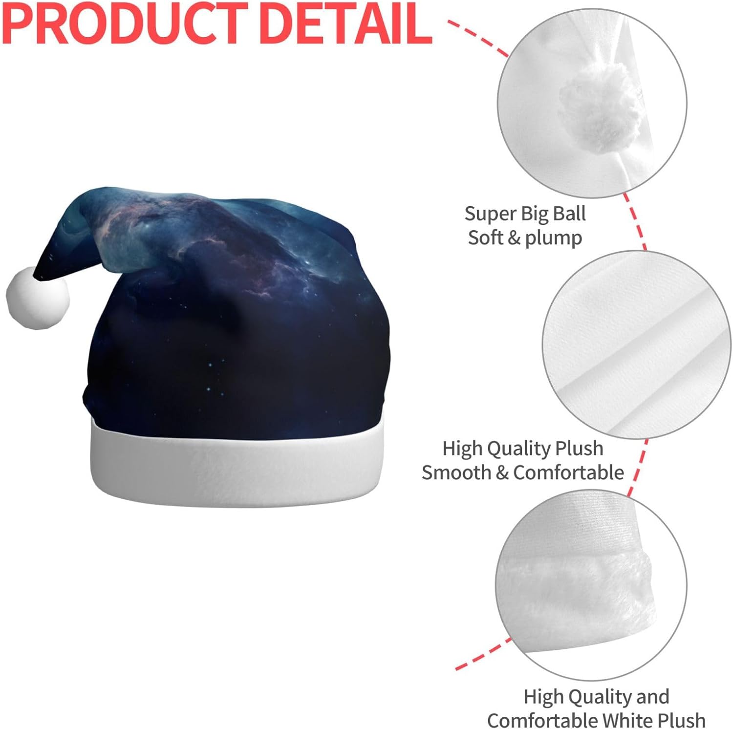 Galaxy Print Christmas Santa Hat for Adults and Parties