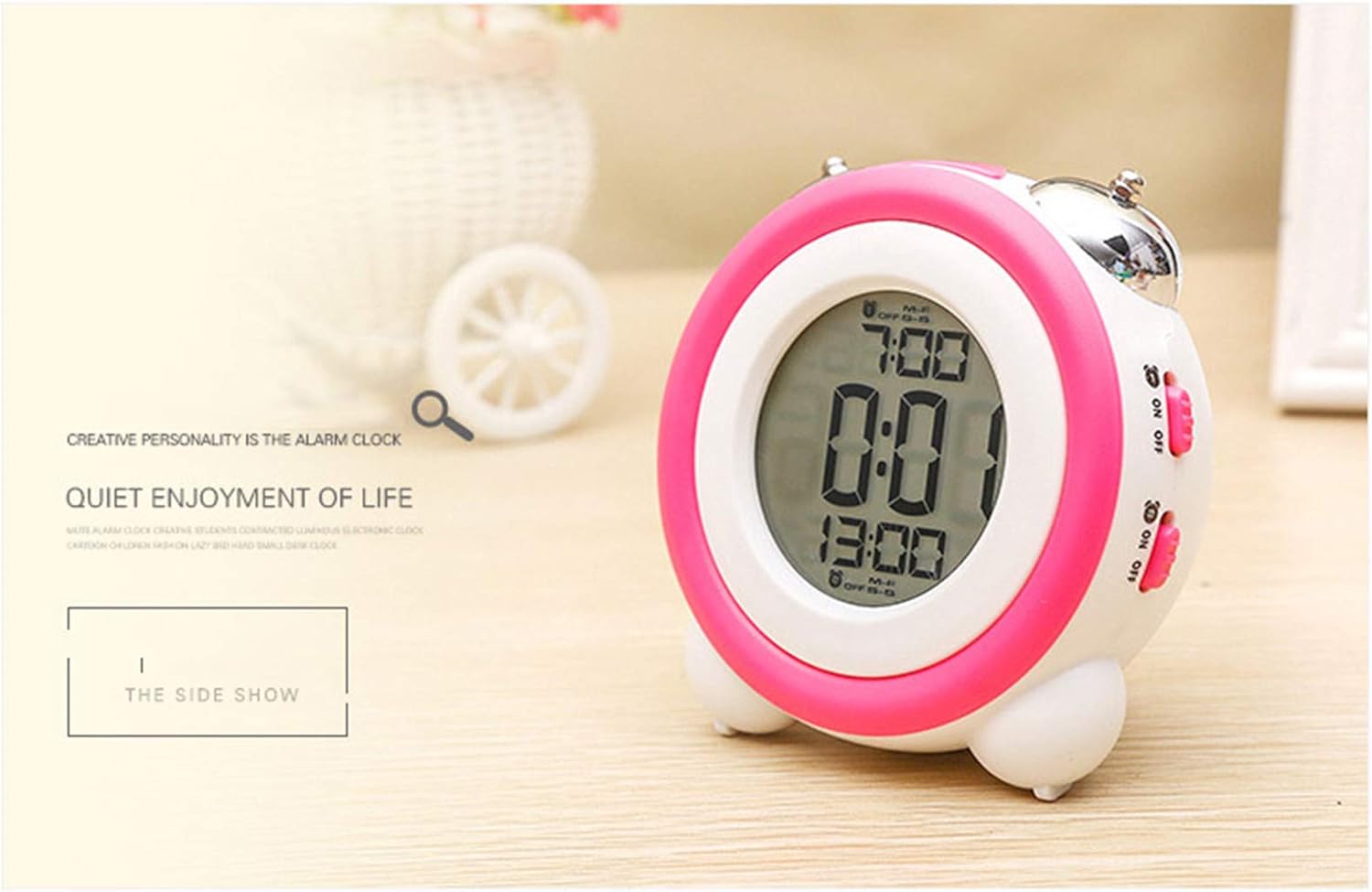 Mechanical Double Bell Alarm Clock with 4-in-1 Display