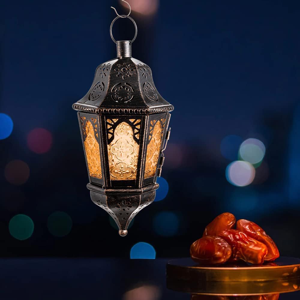 NEEDOMO Vintage Metal Candle Lantern with Chain