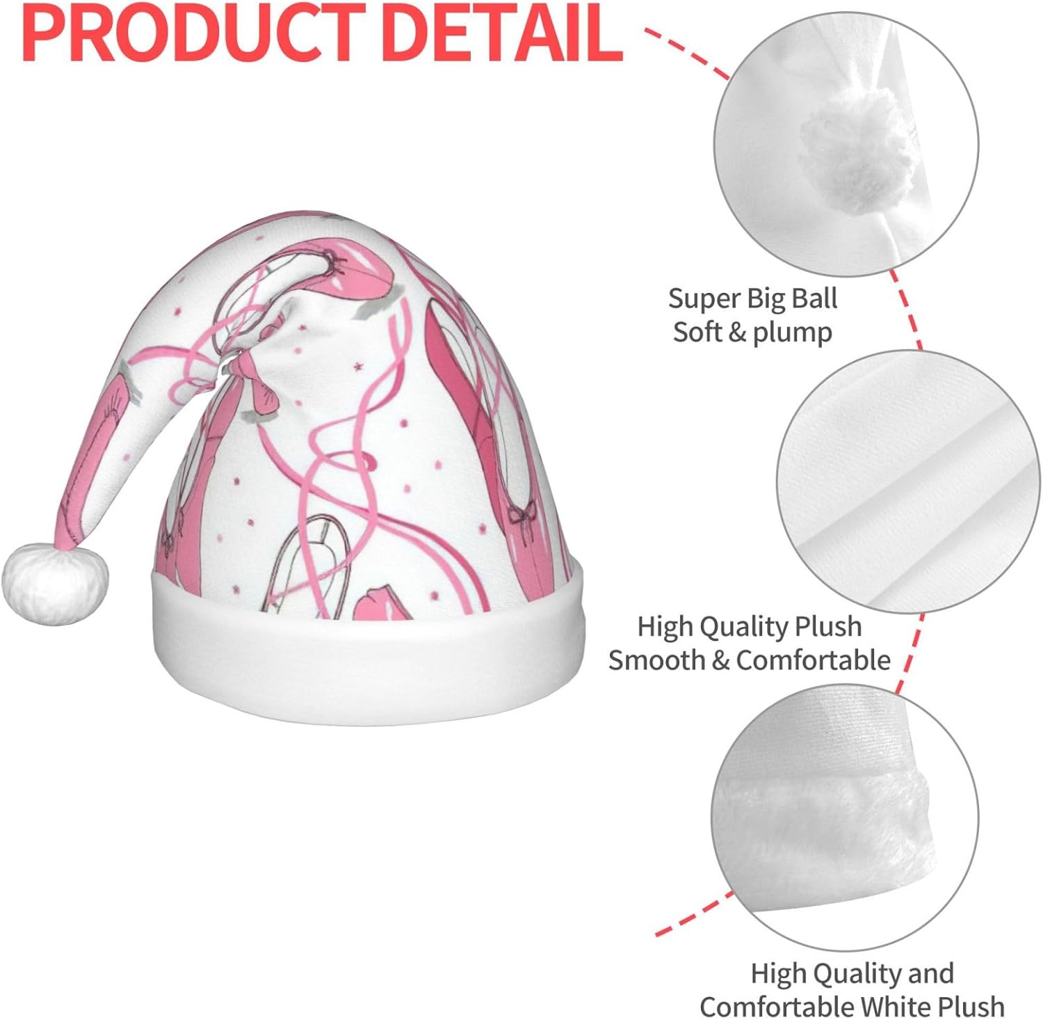 Pink Ballet Shoes Santa Hat Christmas Party Headwear