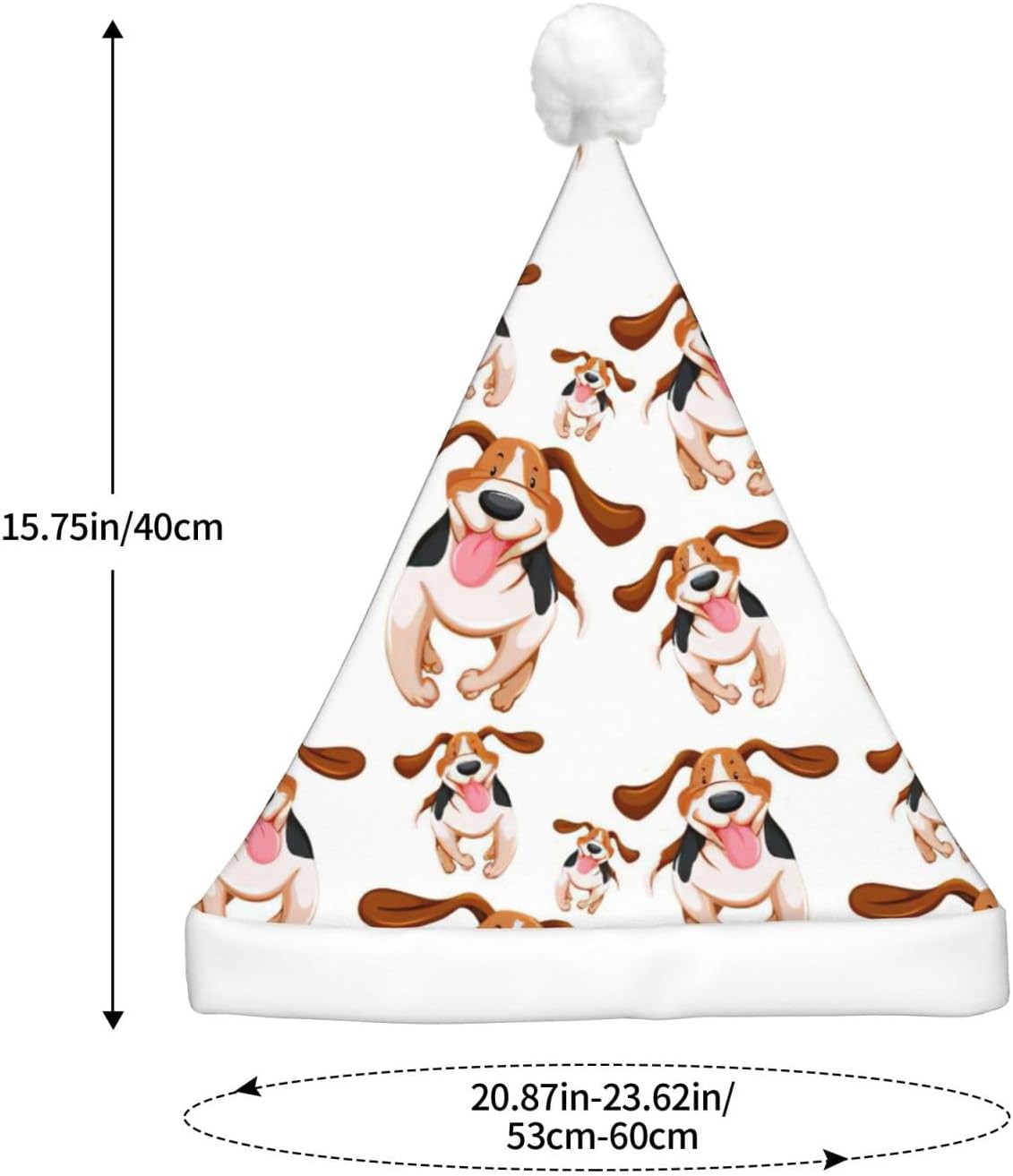 Cartoon Pug Print Light Up Santa Hat For Adults