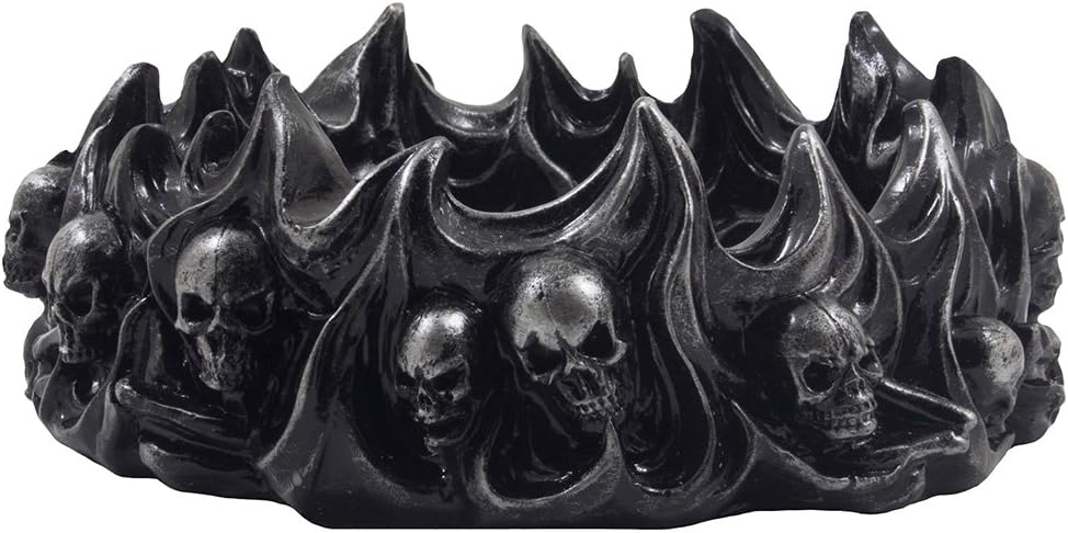 Spooky Skulls and Crossbones Flame Ashtray Decor