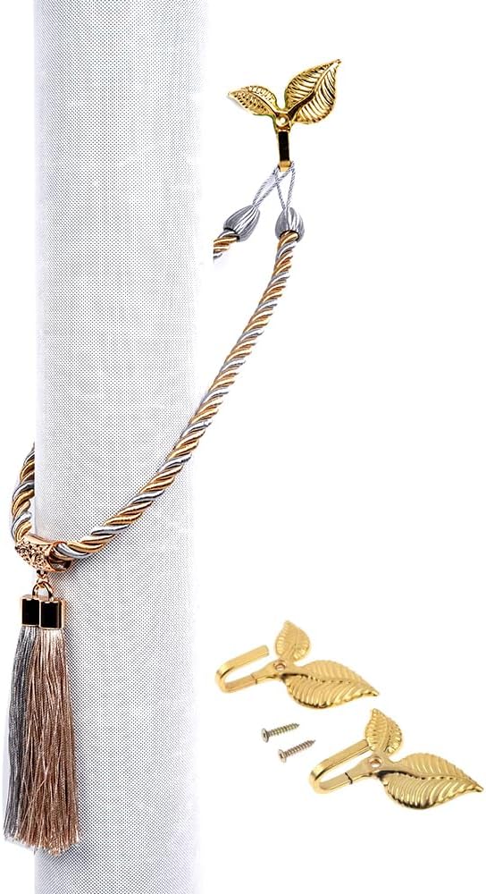 Grey Napoleon Style Curtain Tiebacks with Hooks