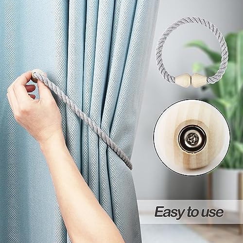 Magnetic Curtain Tiebacks 2 Pack Grey