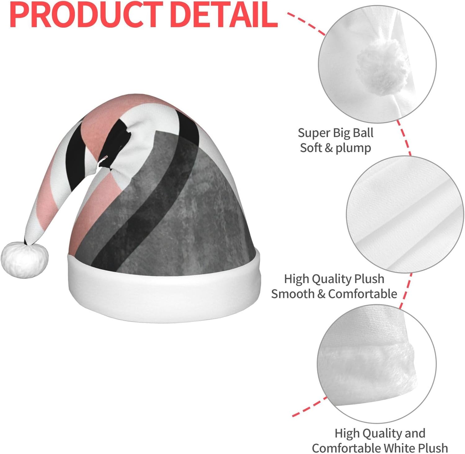 Abstract Triangle Striped Christmas Santa Hat Small Size