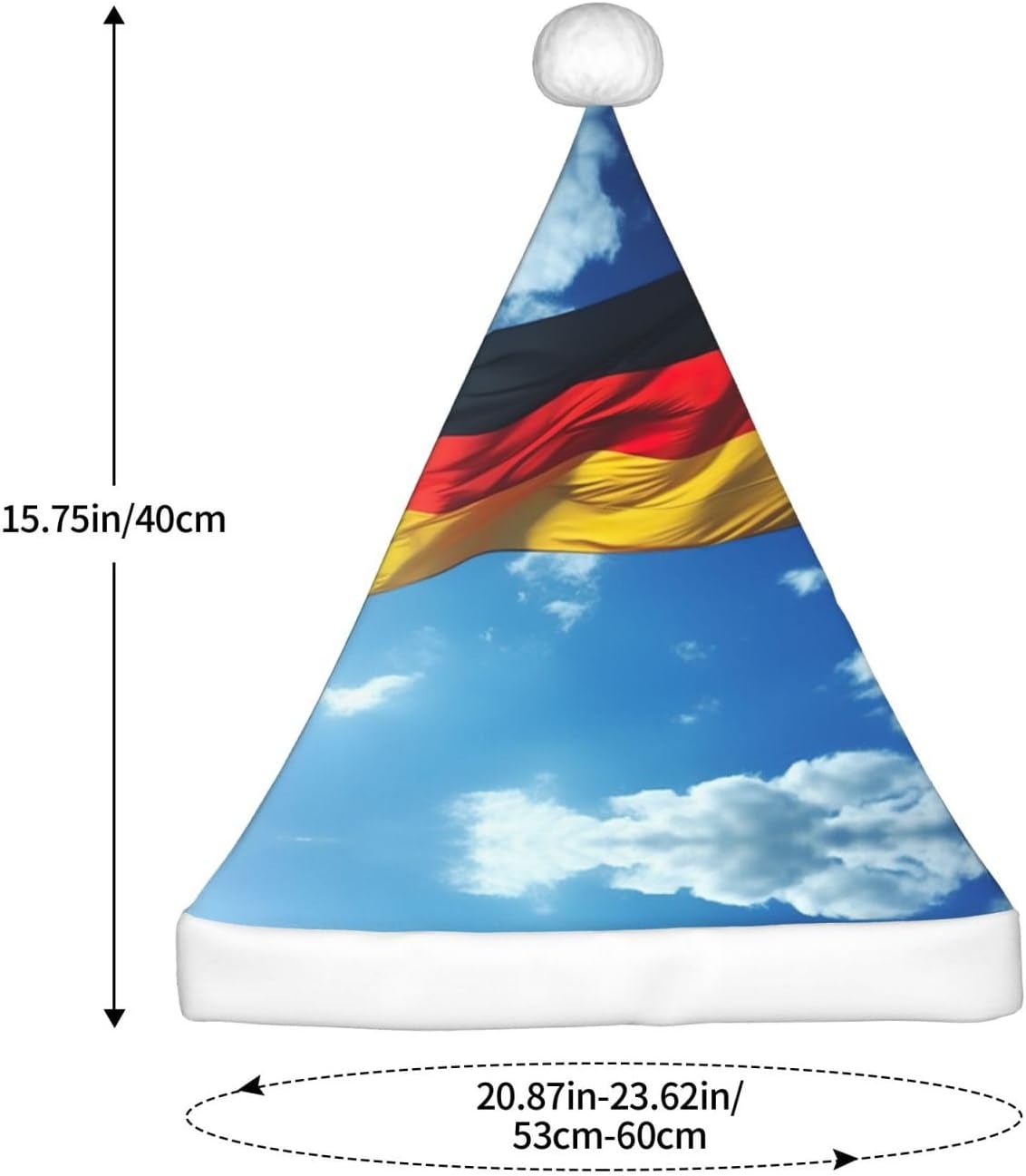 Germany Flag Print Christmas Santa Hat Plush for Adults