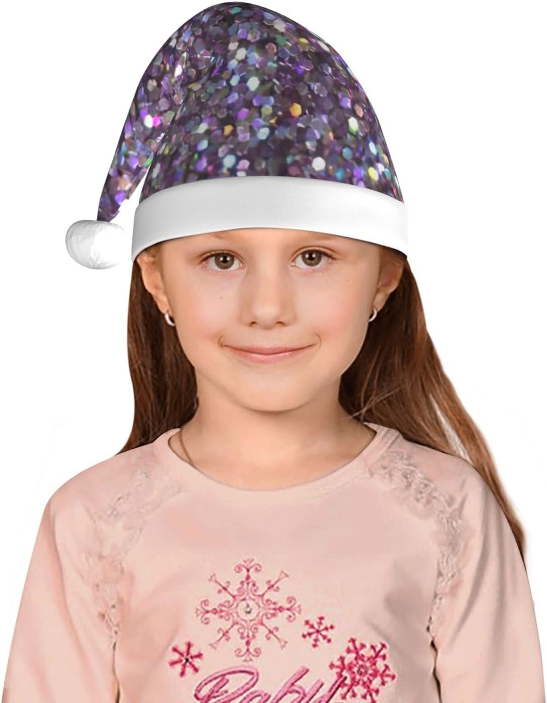 Sequin Print Christmas Santa Hat Small Size Plush Funny Party Hat