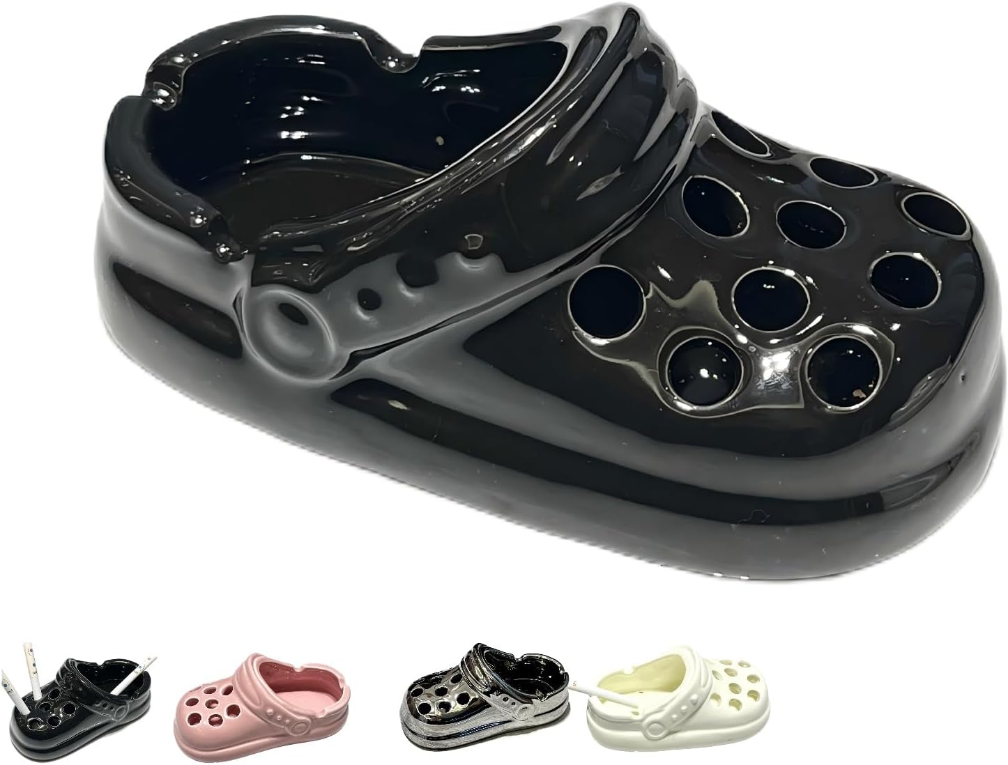Croc Design Ceramic Ashtray - Windproof Cigar Cigarette Holder with Deep Basin