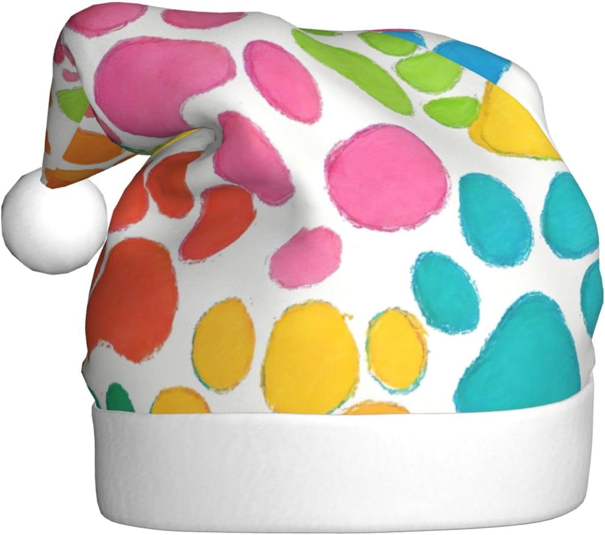 Bear Paw Print Christmas Santa Hat Plush Funny Adult Headwear