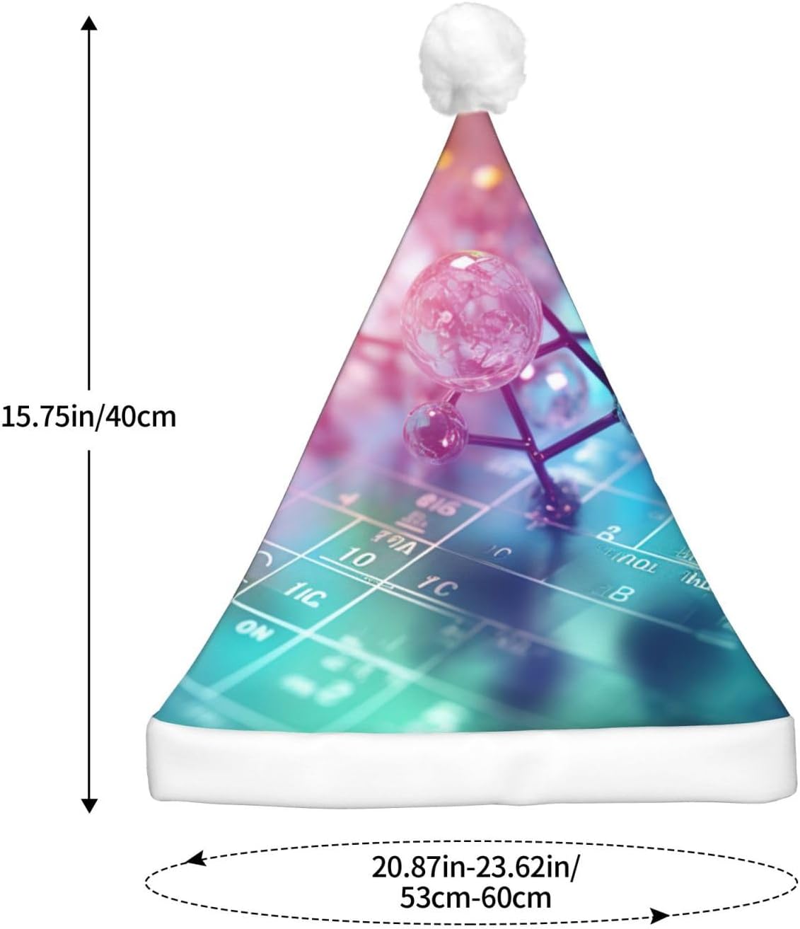 Chemical Periodic Table LED Santa Hat for Adults Christmas Party