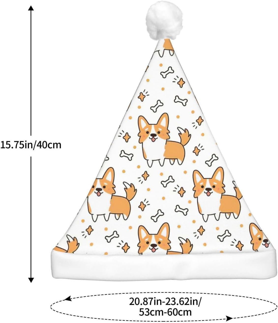 Dog Print Christmas Santa Hat Plush Light Up for Adult Party