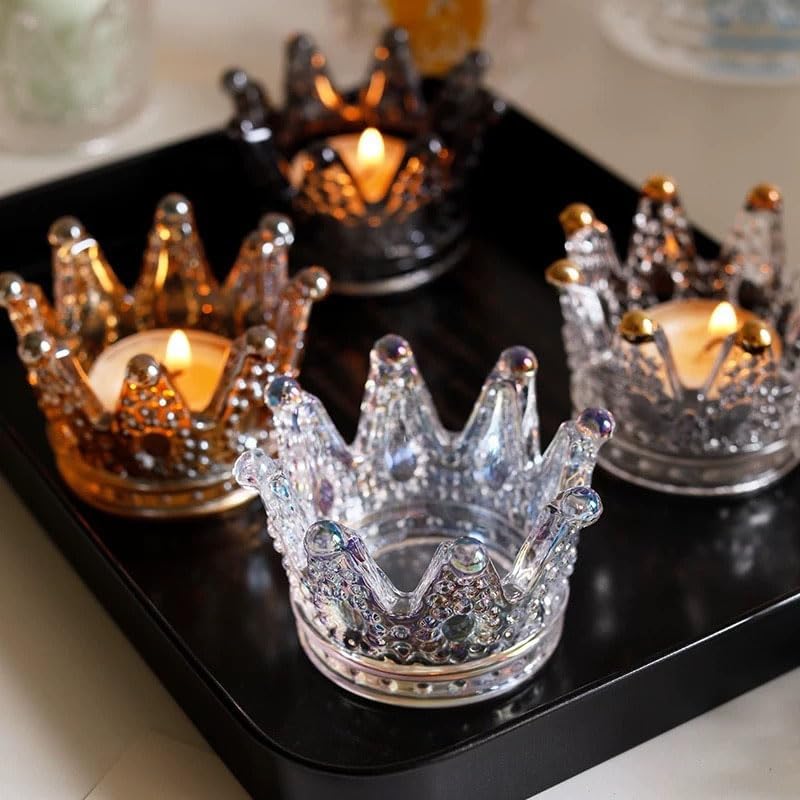 3Pcs Creative Glass Ashtray with Crown Design