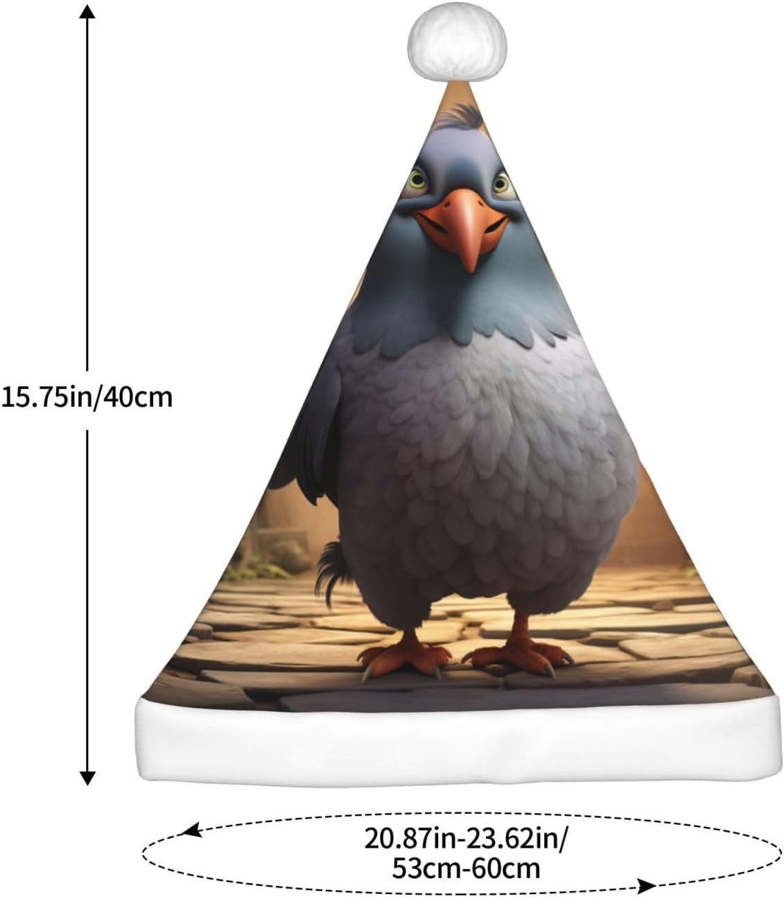 QinZheng Cartoon Pigeon Santa Hat Novelty Christmas Gift for Women