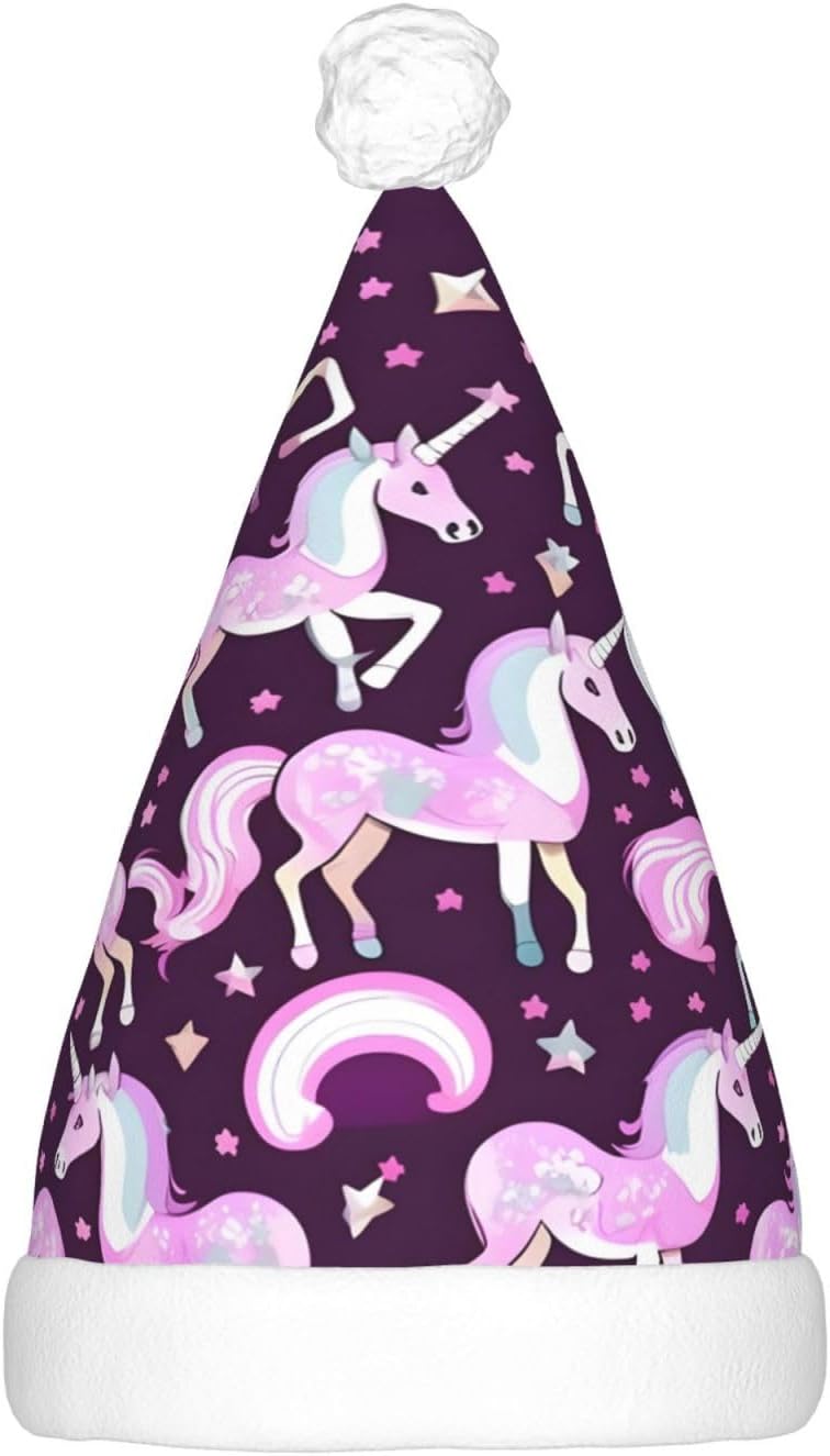 Unicorns Pink Christmas Hat with LED Lights