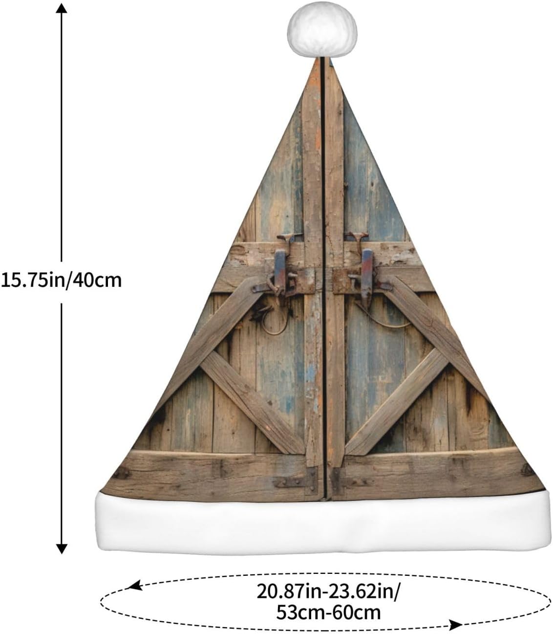 Barn Door Print Christmas Santa Hat Plush for Adults