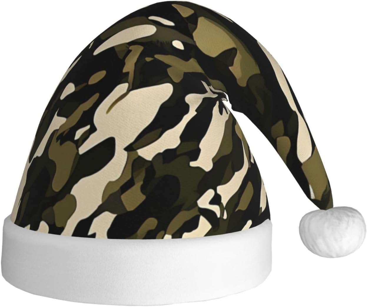 Camouflage Santa Plush Christmas Hat for Adults