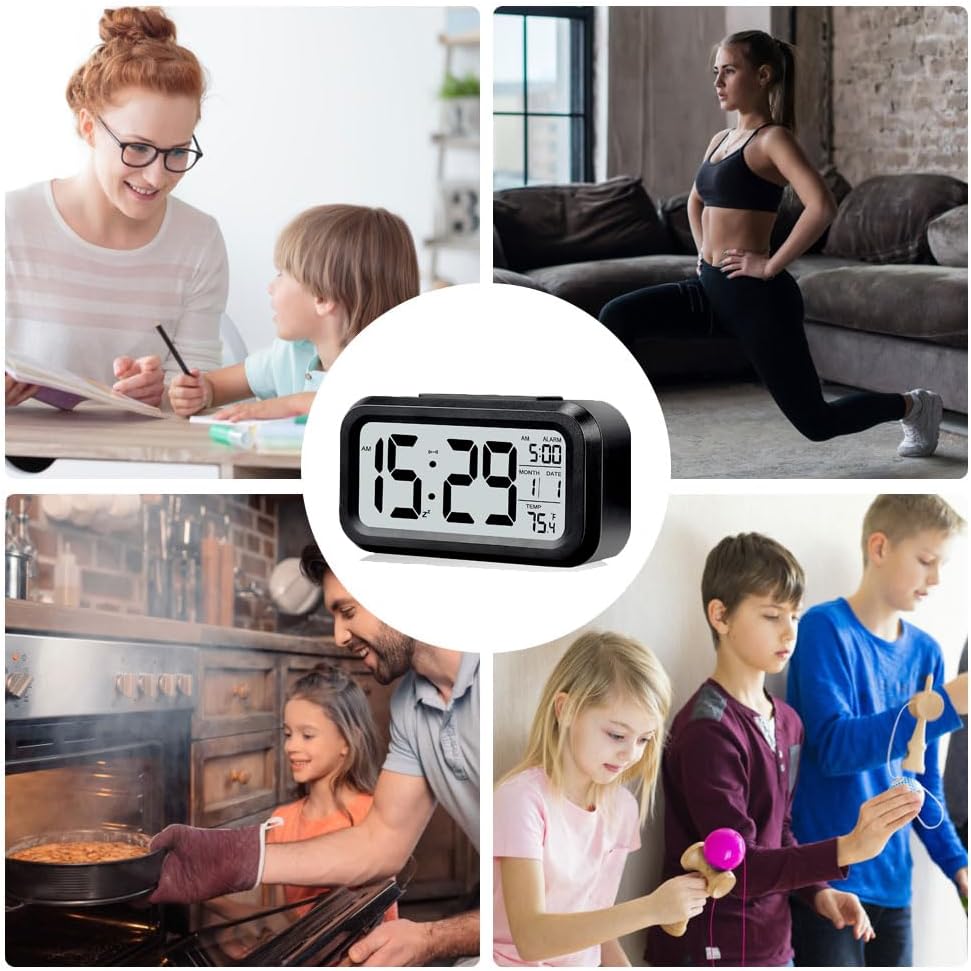 Digital Alarm Clock with LCD Display and Indoor Temperature