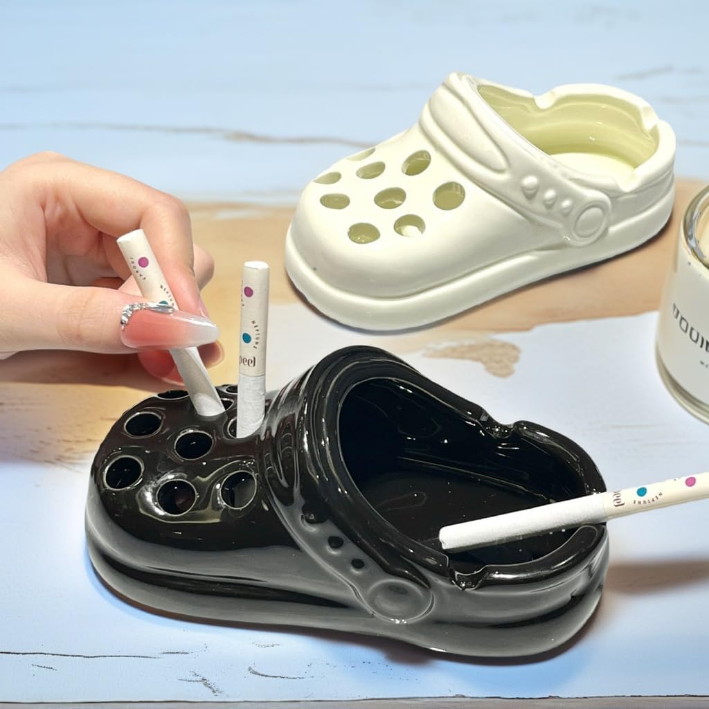 Croc Design Ceramic Ashtray - Windproof Cigar Cigarette Holder with Deep Basin