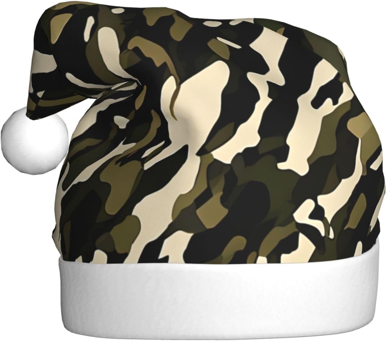 Camouflage Santa Plush Christmas Hat for Adults