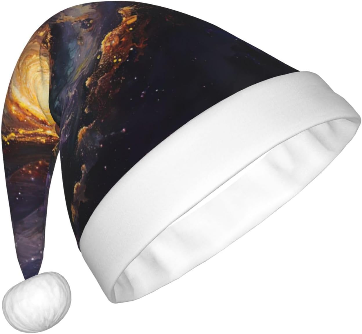 Galaxy Print Christmas Santa Hat Plush for Adults