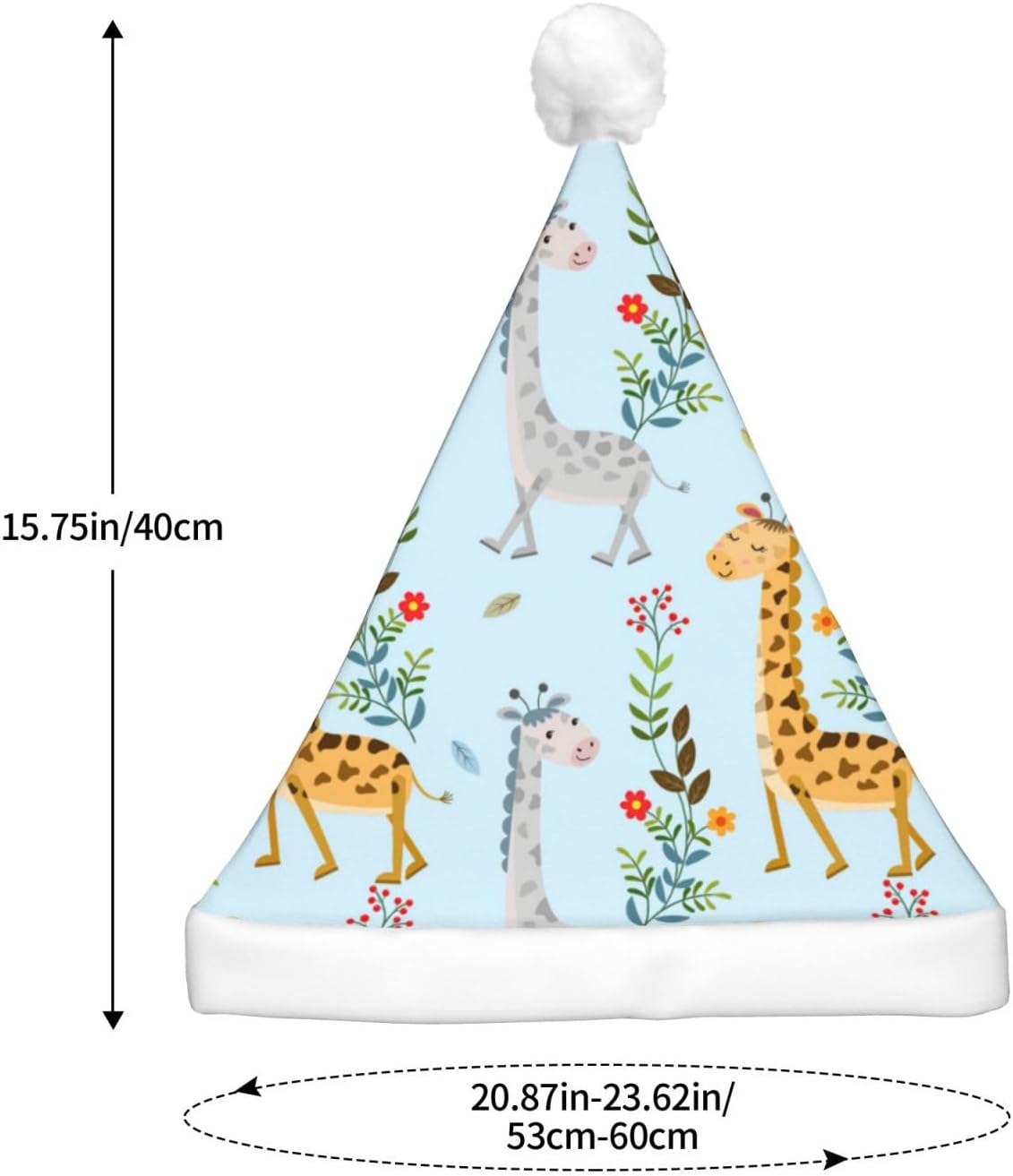 QINZHENG Cute Giraffe Flowers Santa Hat with LED Lights