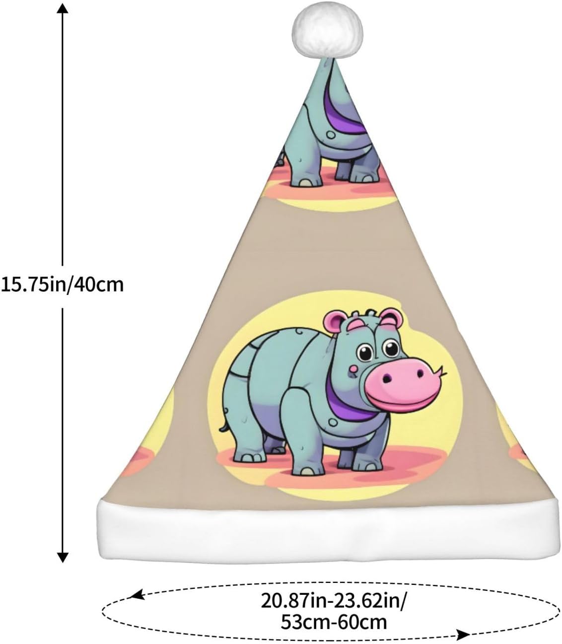 QinZheng Cartoon Hippo Santa Hat Personalized Xmas Gift for Women Adult