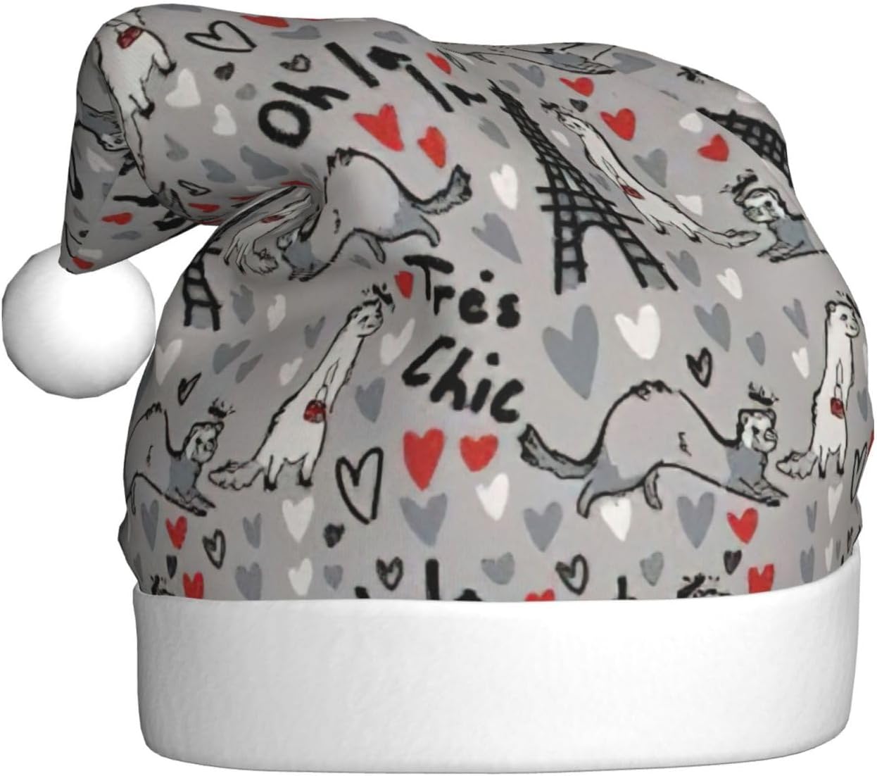 French Fashion Santa Hat Plush Comfortable Christmas Headwear For Adults