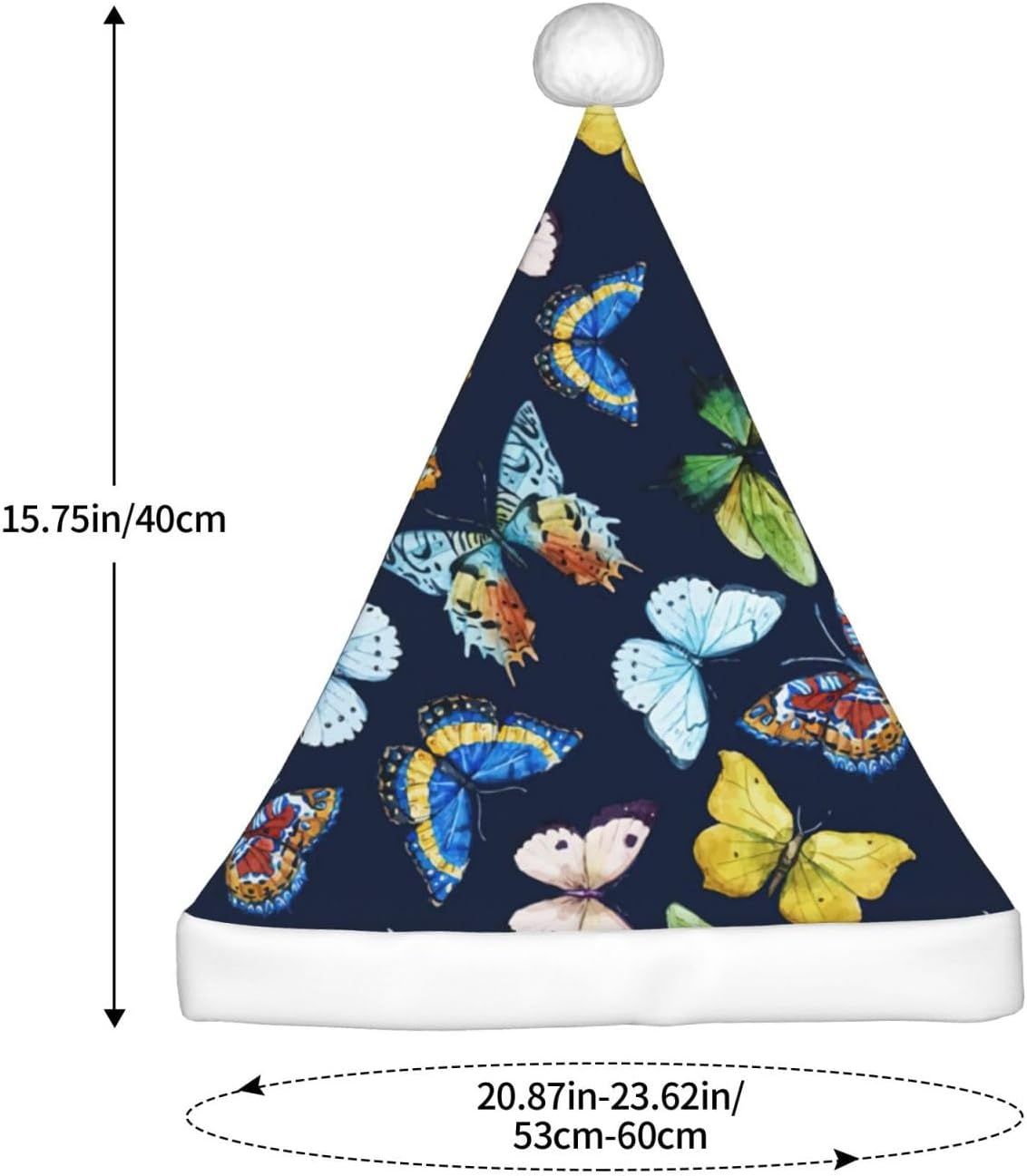 QinZheng Leaf Butterfly Print Santa Hat for Women