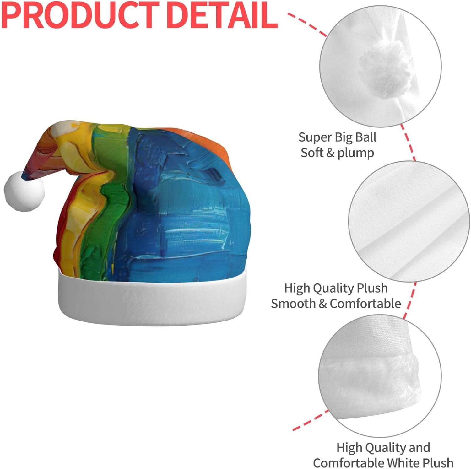 QINZHENG Personalized Santa Hat with Rainbow Print