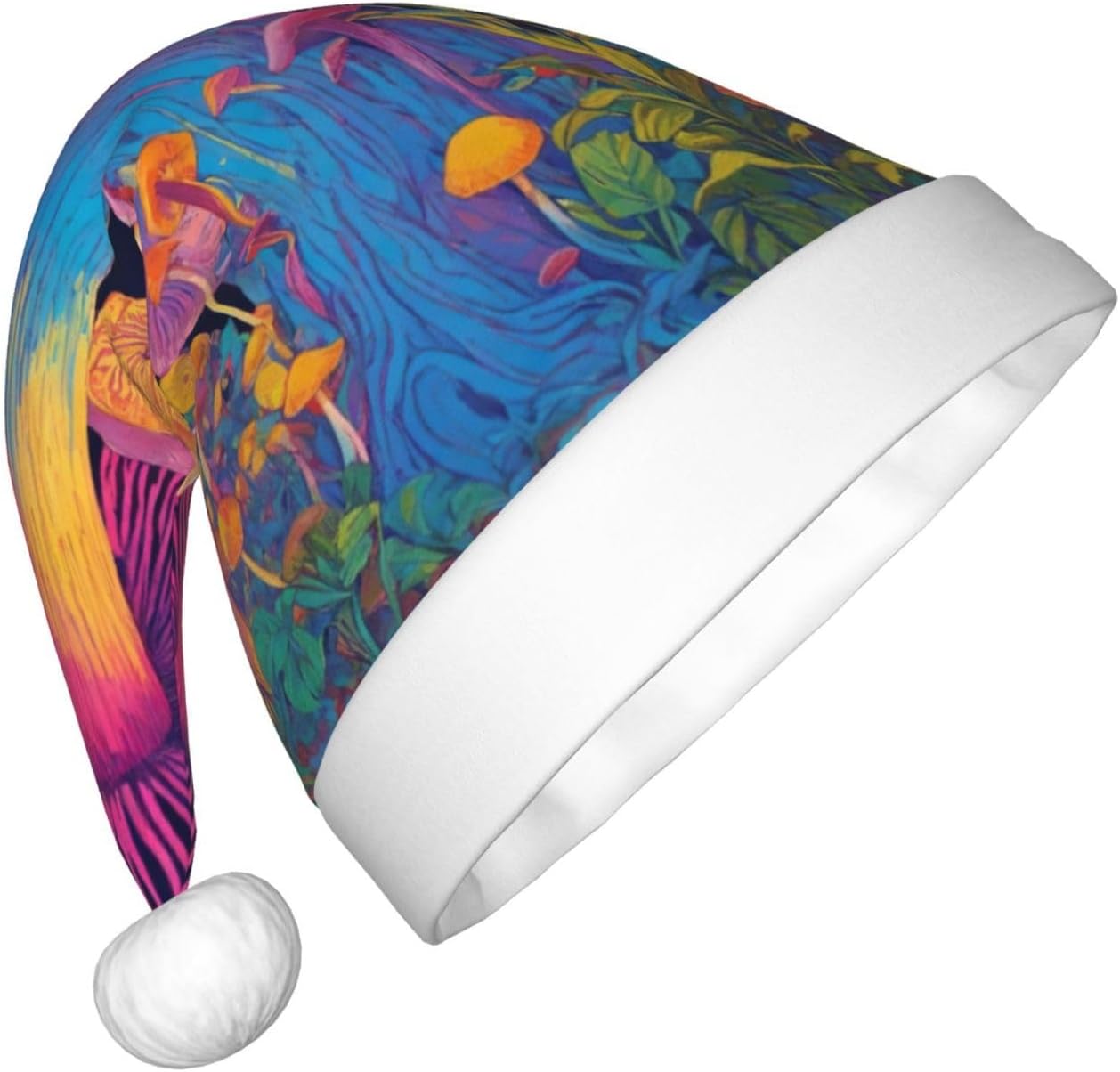 Mushroom Print Christmas Santa Hat Small Size