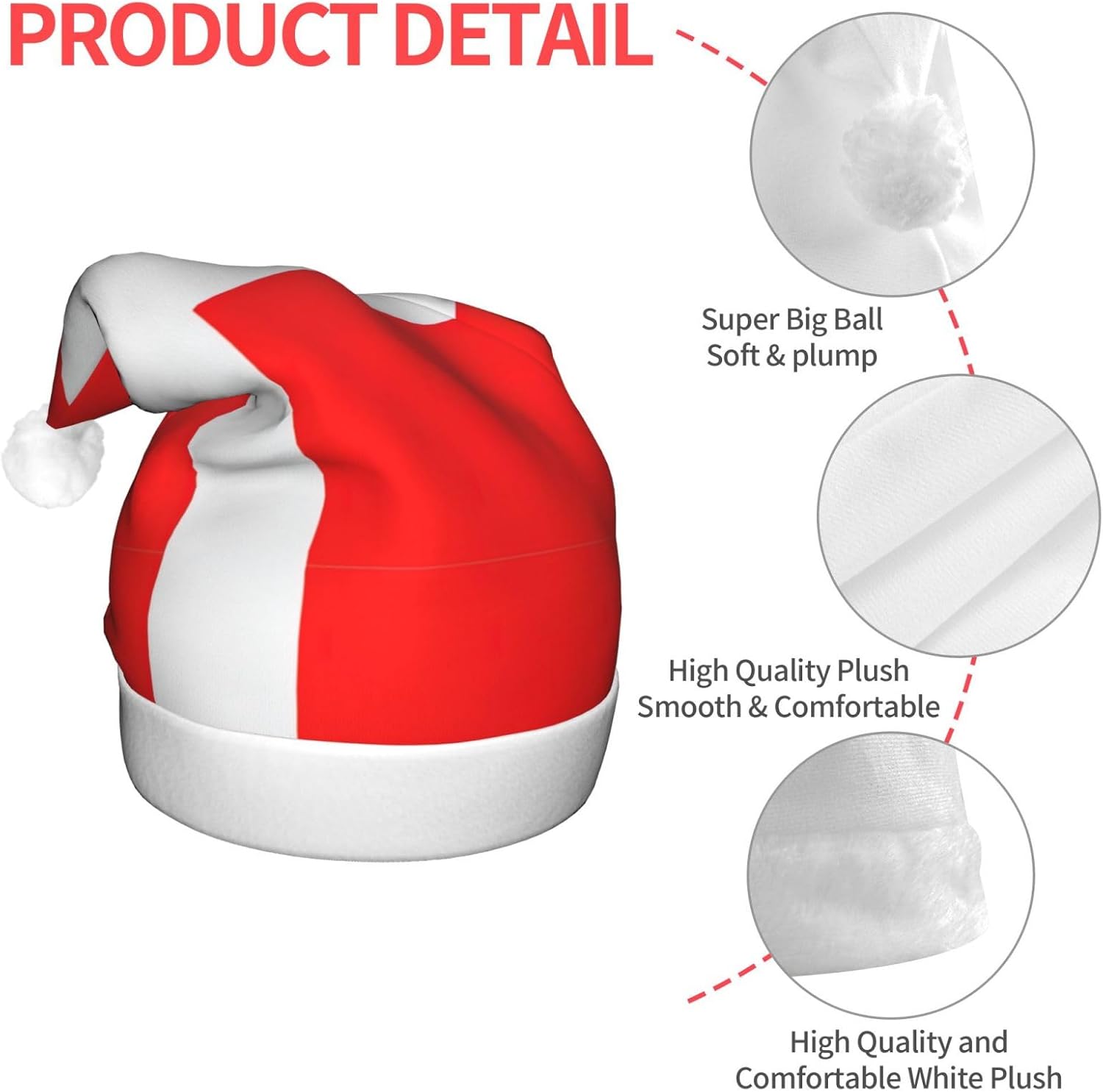 Denmark Flag Print Christmas Santa Hat with Light Up LED