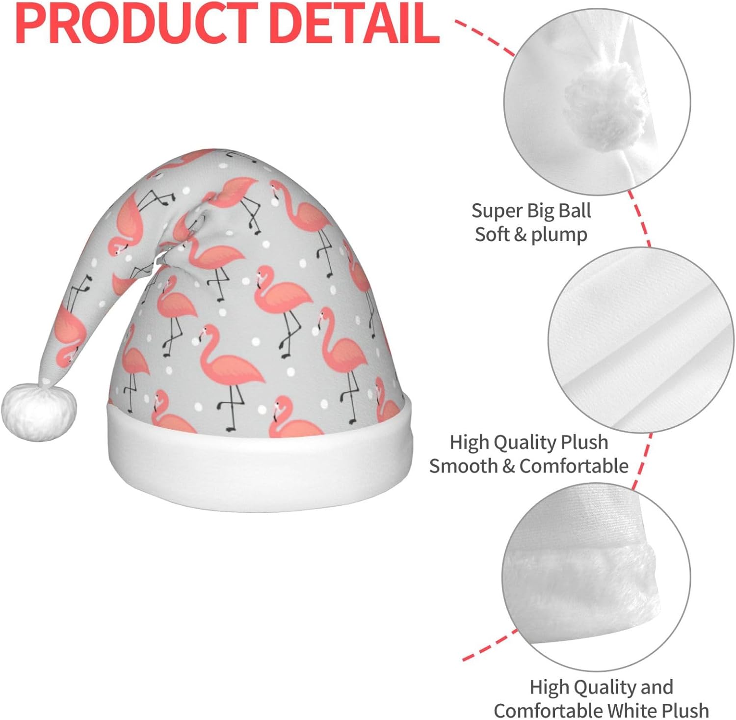 Flamingo Print Christmas Santa Hat Small Size