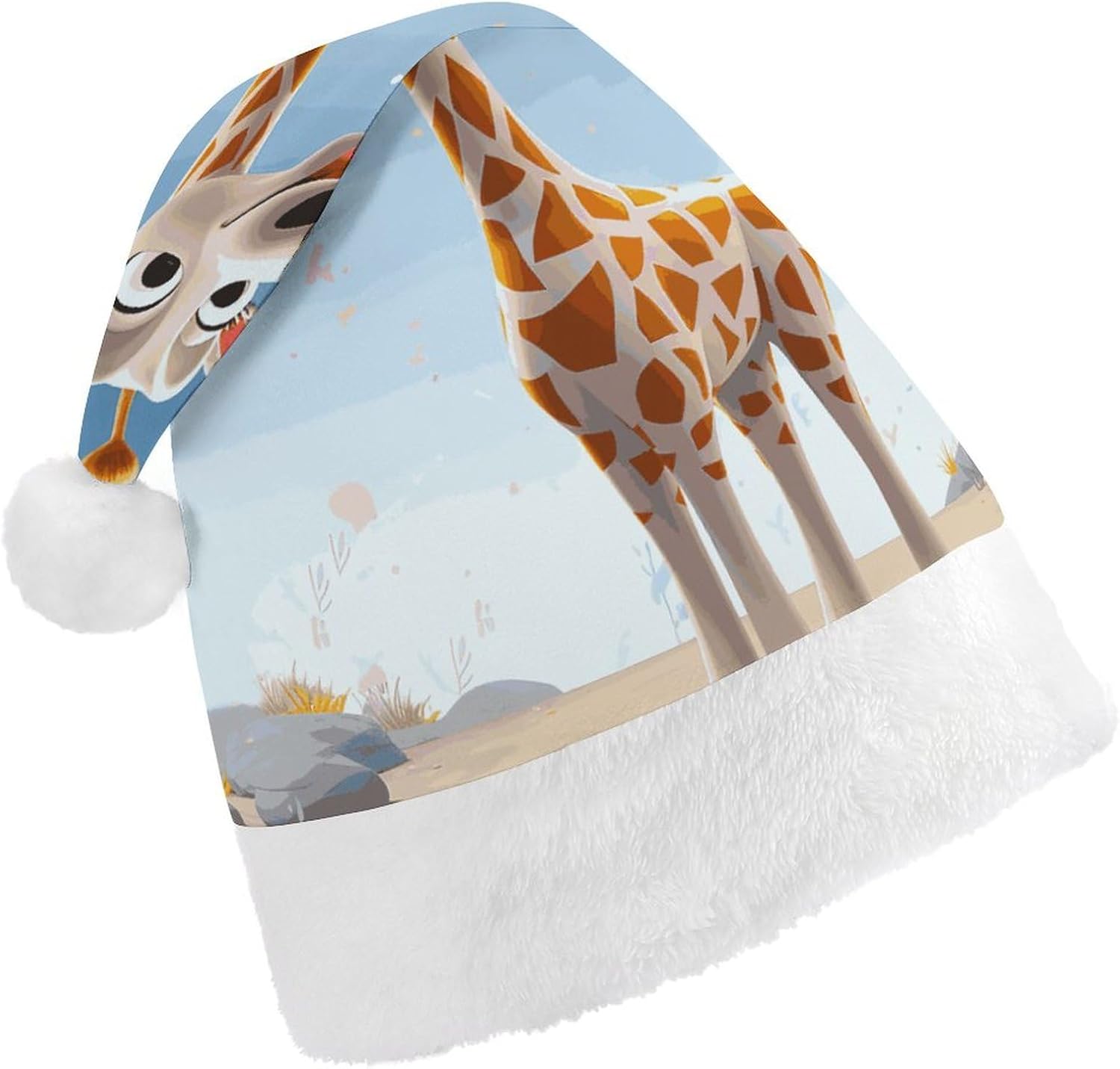 NWGHM Christmas Cartoon Giraffe Santa Hat