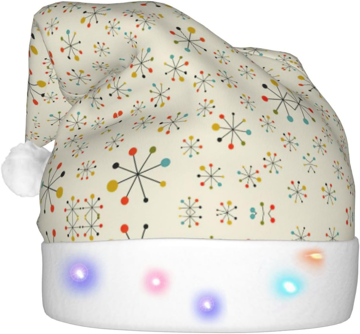 Retro Modern Christmas Santa Hat Plush Light Up Funny Adult Headwear