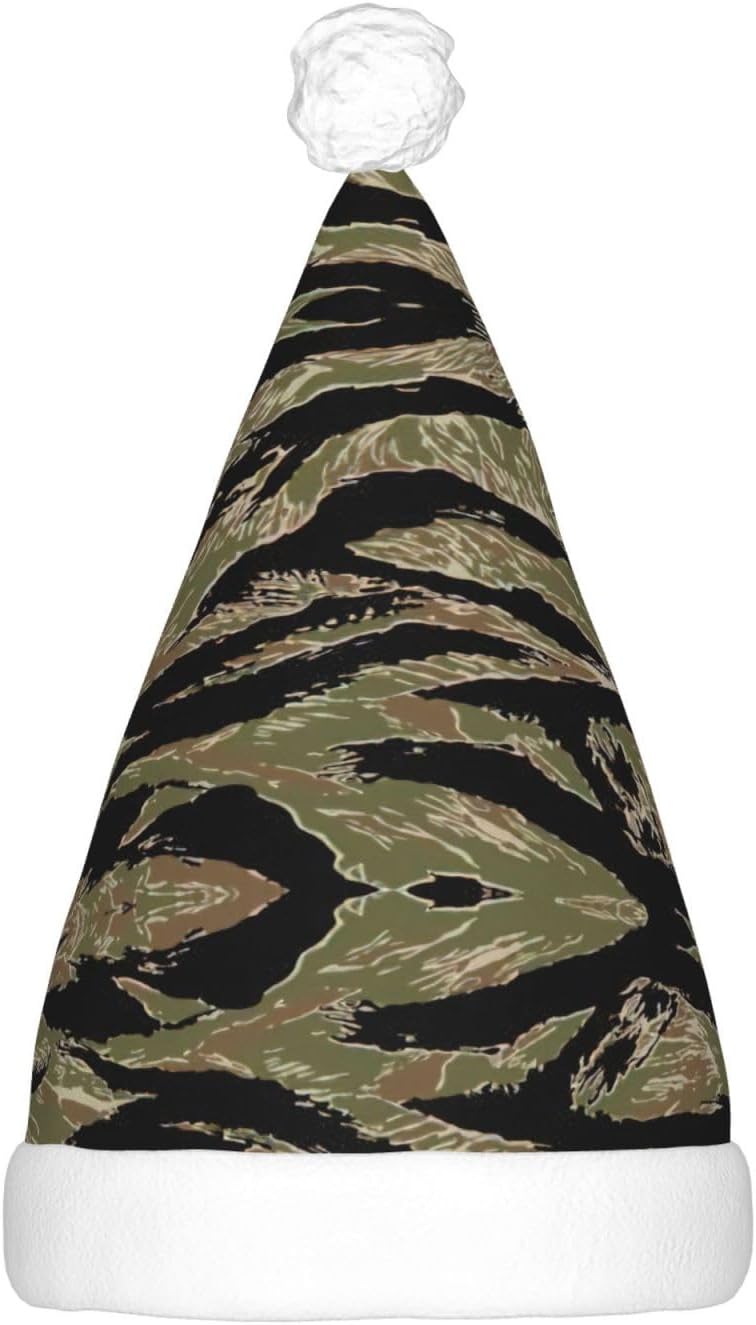 Tiger Stripe Camo Light Up Santa Hat for Adults