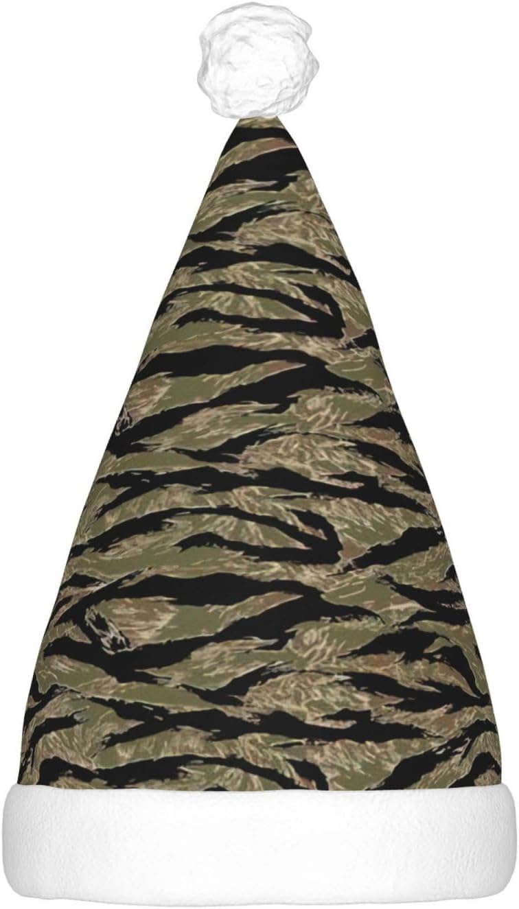 QINZHENG Tiger Stripe Camo Santa Hat with LED Lights