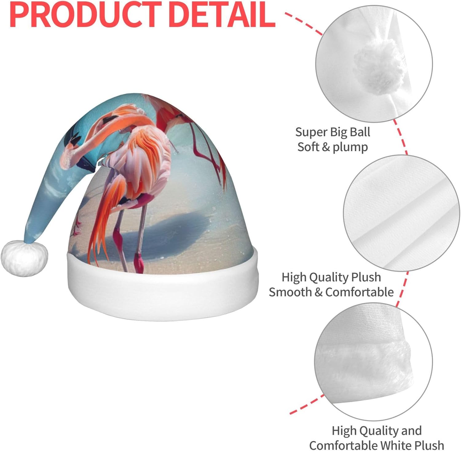 Flock of Pink Flamingos Christmas Santa Hat with Plush Rim