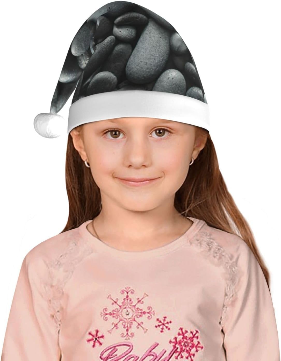 Many Black Pebbles Print Christmas Santa Hat Small Size