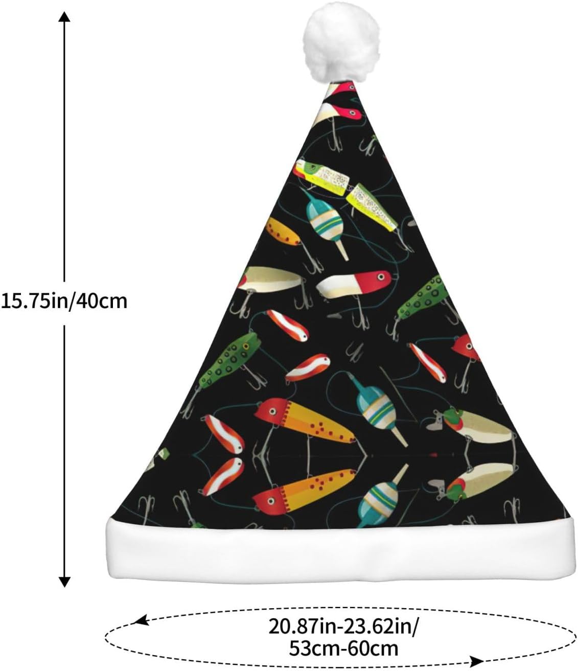 Fishing Lure Christmas Santa Hat Plush Light Up Funny Adult Hat