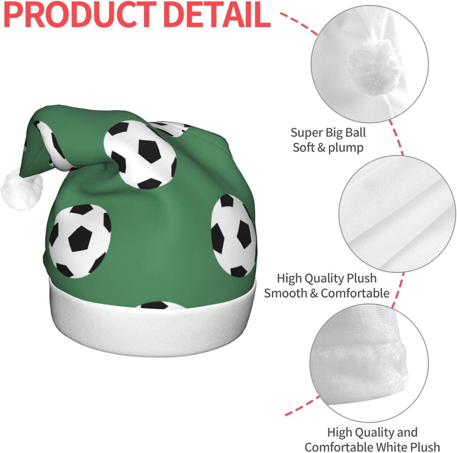 Soccer Print LED Christmas Hat Unisex Adult Beanie