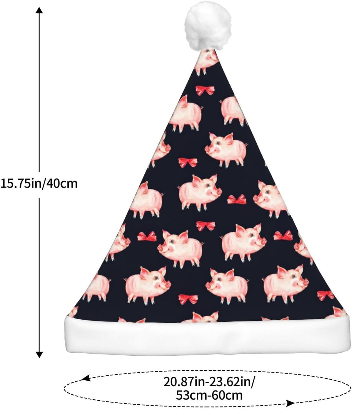 Red Cute Piggy Print LED Light-Up Santa Hat for Adults