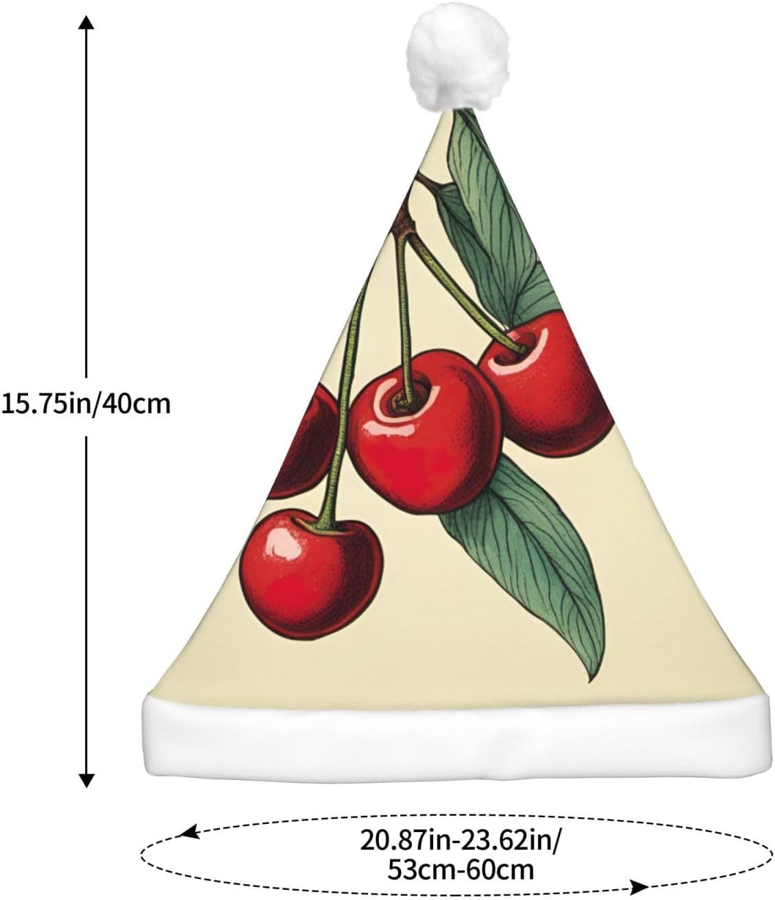 QINZHENG Red Cherry Print LED Santa Hat for Adults