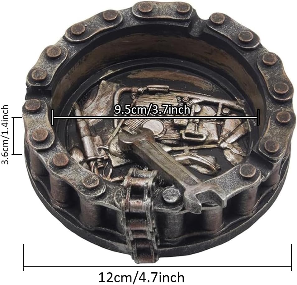 Decorative Motorcycle Chain Ashtray with Wrench