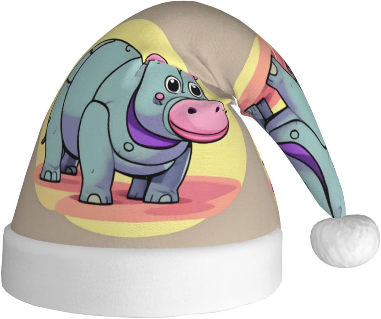 QinZheng Cartoon Hippo Santa Hat Personalized Xmas Gift for Women Adult