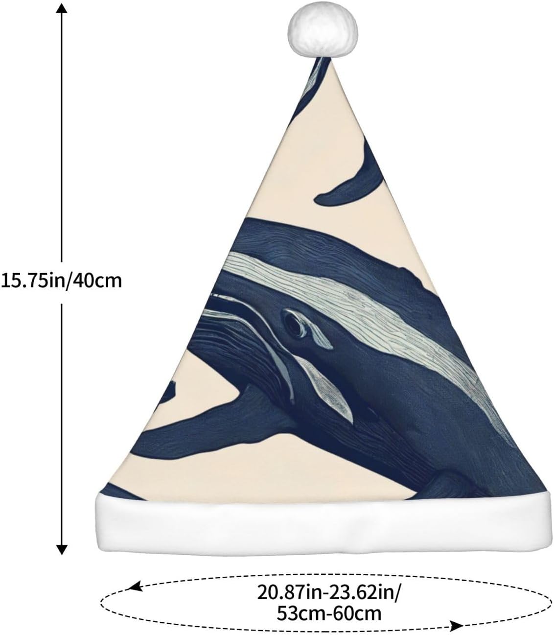 Whales01 Print Christmas Santa Hat Plush for Adults