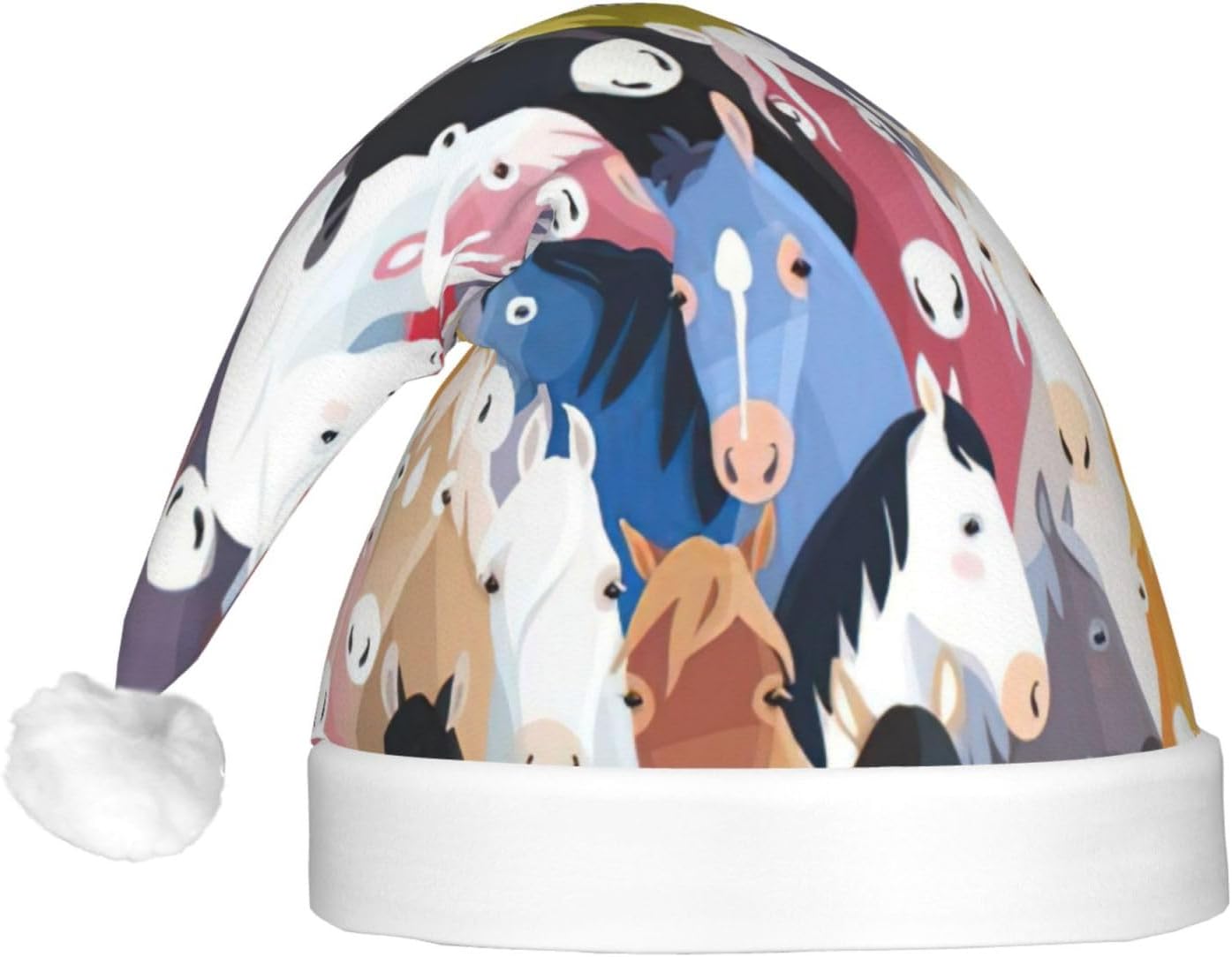 QINZHENG LED Cartoon Horses Santa Hat for Christmas Party