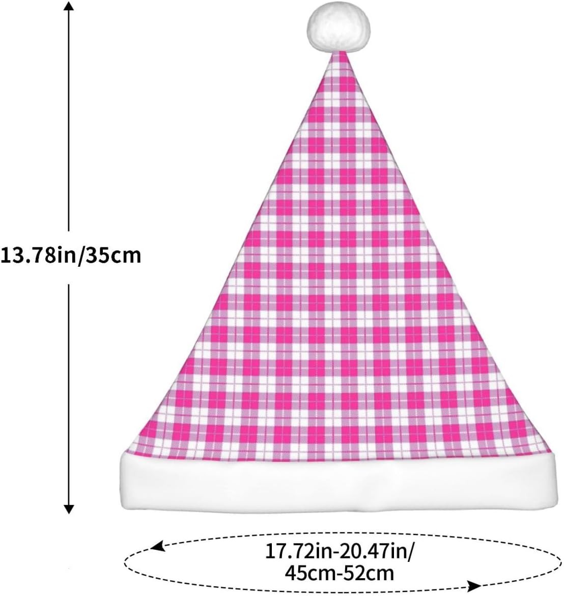 Pink Plaid Christmas Santa Hat Small Size Plush Funny Holiday Headwear