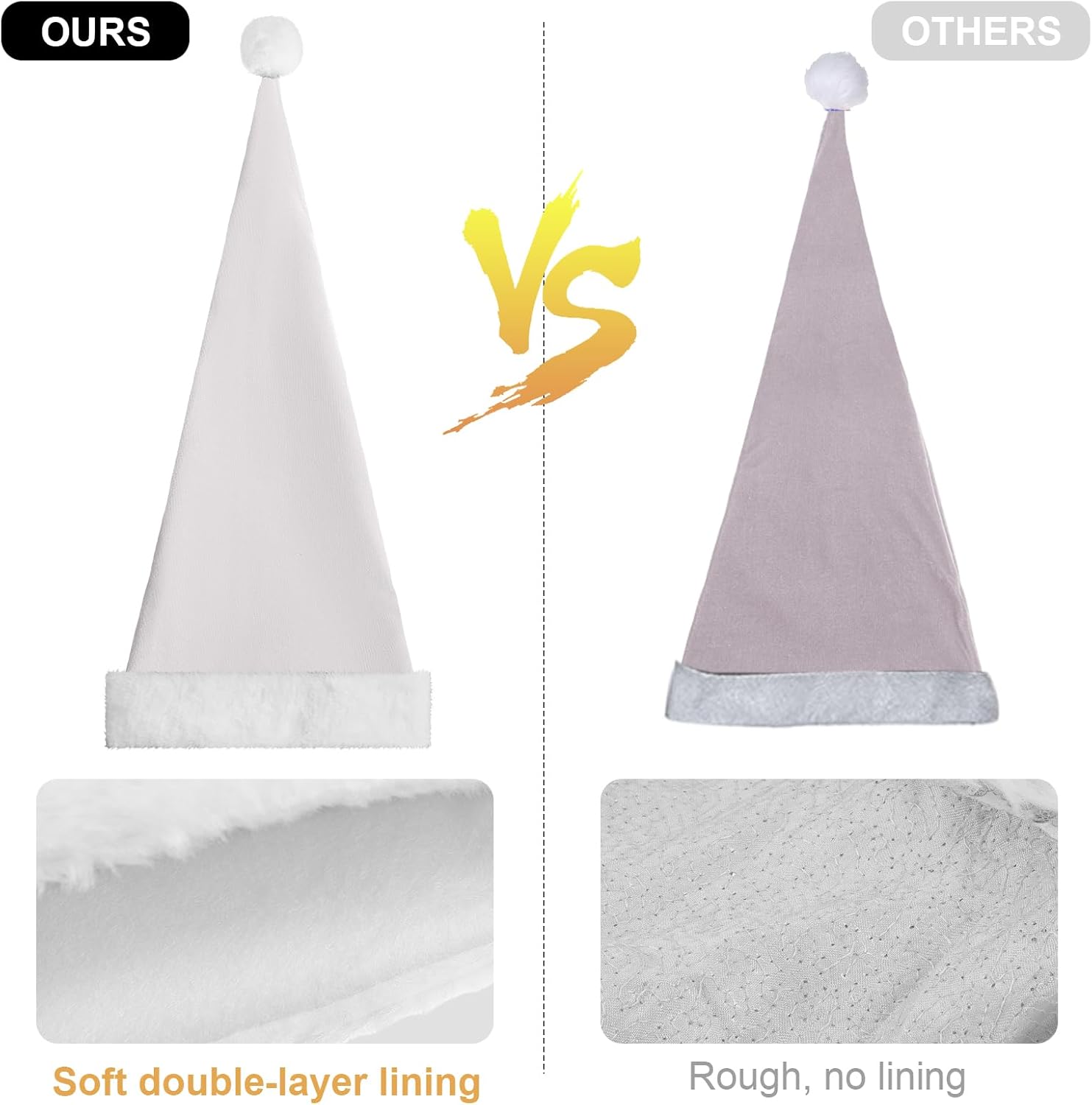 Funnysoft 2 Pcs Velvet Santa Hat for Adults