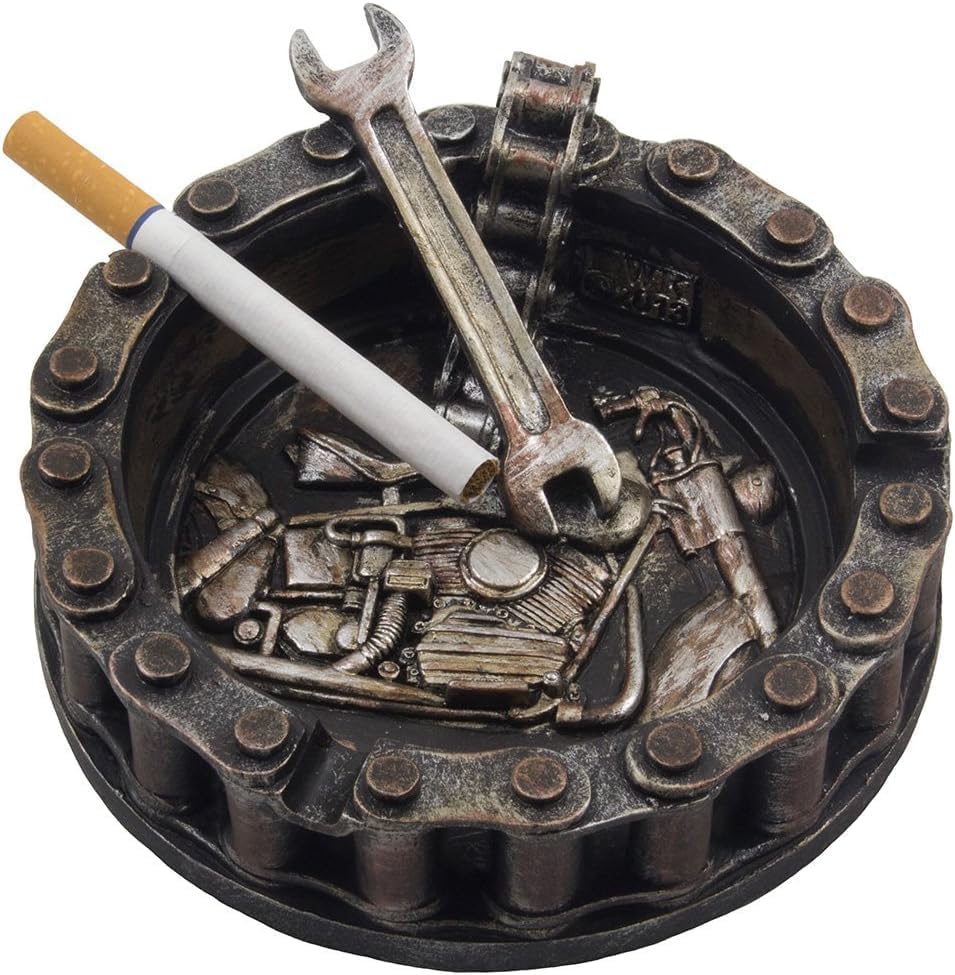 Decorative Motorcycle Chain Ashtray with Wrench