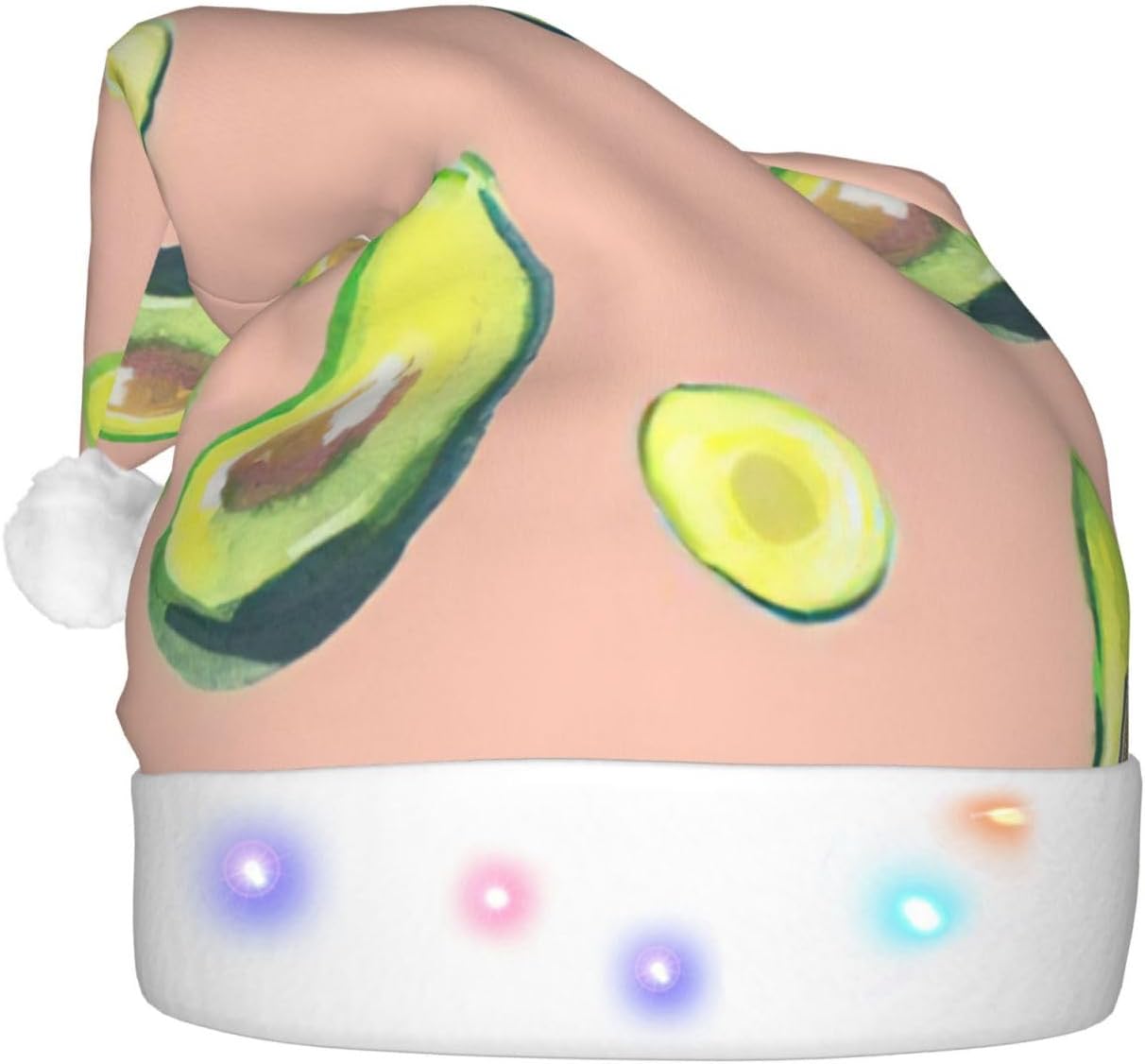 QIN ZHENG Avocado Print LED Christmas Hat for Adults
